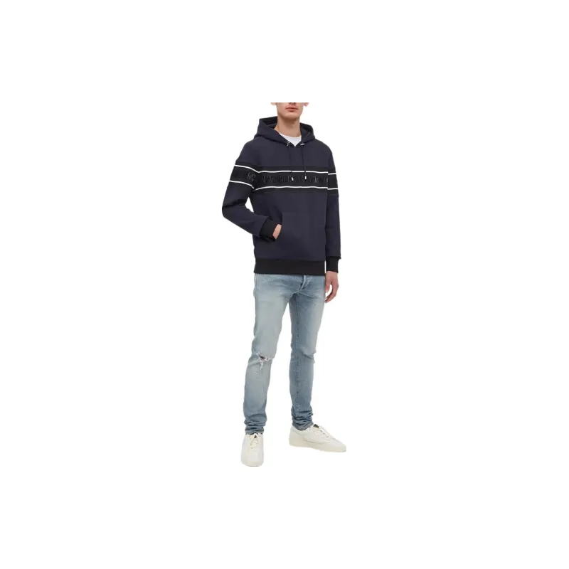 BALMAIN Flocked Monogram-stripe Hoodie-1