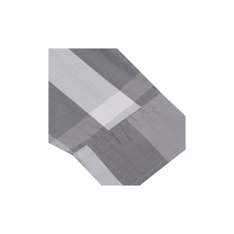 Burberry Check Print Single-Breasted Casual Long Sleeve Shirt Gray-4