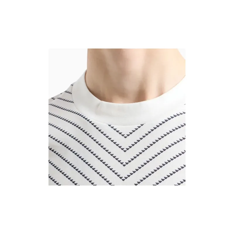 EMPORIO ARMANI Lyocell Blend jersey T shirt With Macro Chevron Print And Micro Eagle-4