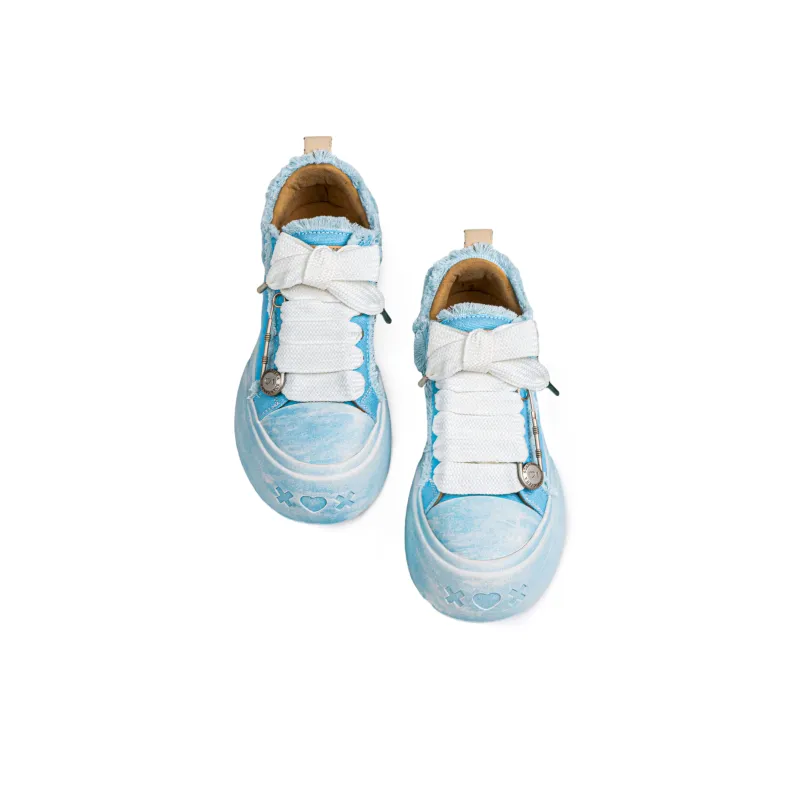 SOAP OPERA Wiping Color Series Low Top Canvas Shoes Unisex Crushed Ice Blue Box-7