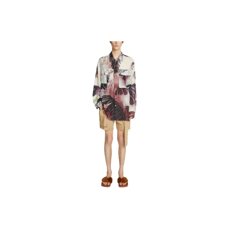 DRIES VAN NOTEN Printed Oversized Silk Shirt-2