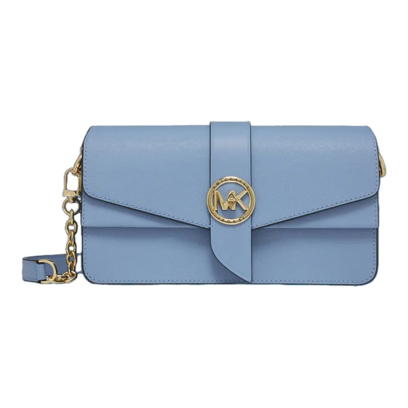 MICHAEL KORS Greenwich Split Cow Leather Shoulder Bag Women's Light Blue-3