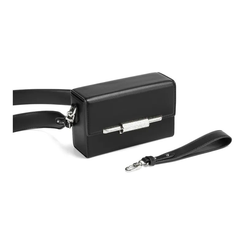 Yawei Kuroda PU Box Bag Handheld, One Shoulder, Crossbody Trumpets Unisex Black-3