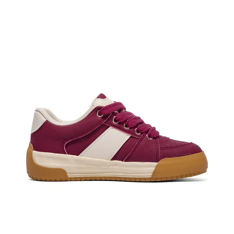 B10CROWN Anti Slip Wear Resistant Low Top Skateboard Shoes Women's Red Cherry-2