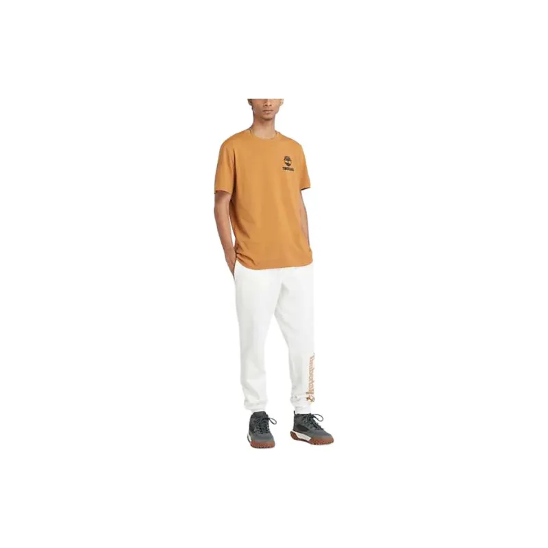 Timberland Linear Logo Sweatpant Knitted Sports Pants Men's White-1