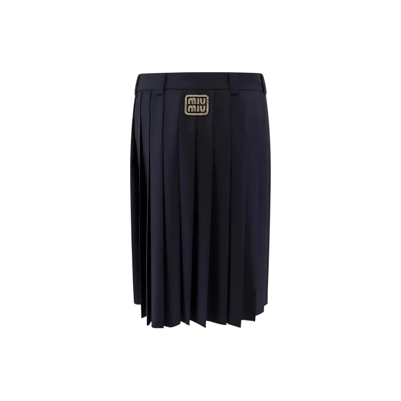 MIU MIU SS24 Casual Long Skirts Women's Navy-1
