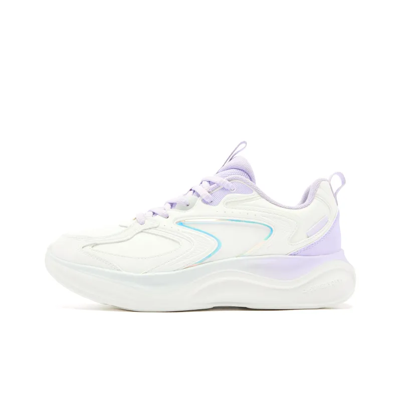 QIAODAN Cushioning Anti Slip And Wear Resistant Low Top Q COZY SOFT Running Shoes Women's White Purple-0