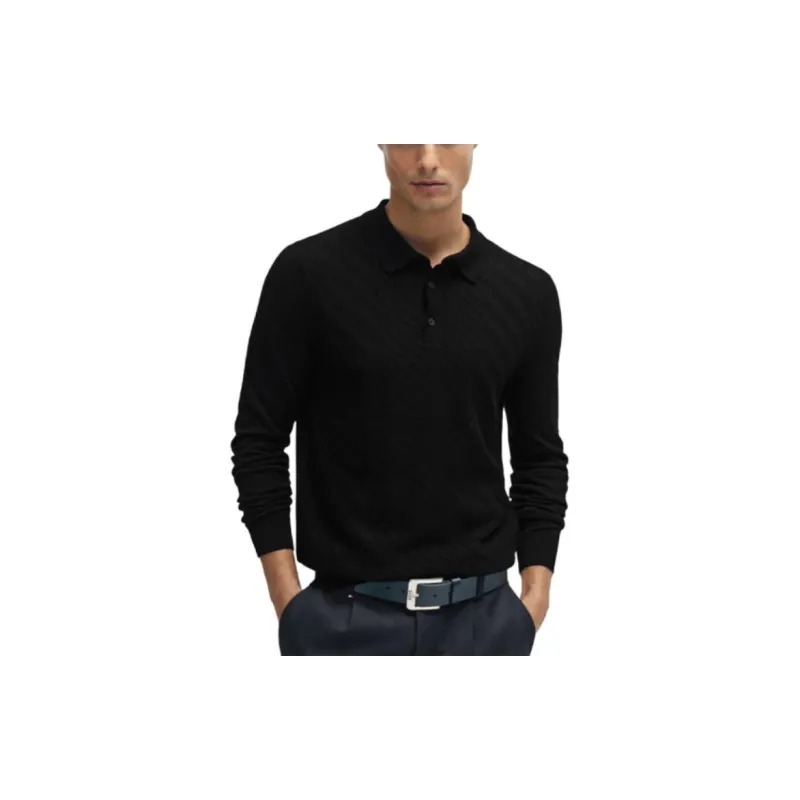HUGO BOSS Collarless Virgin Wool blend Top-1