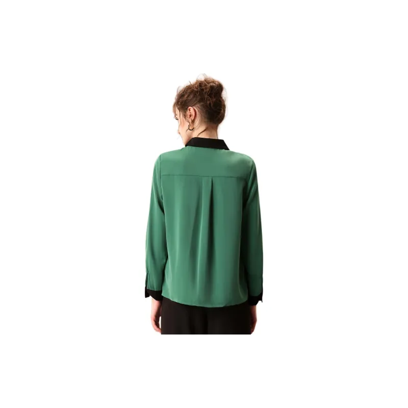 FENHONGMALI Shirt Women's Black Green-1