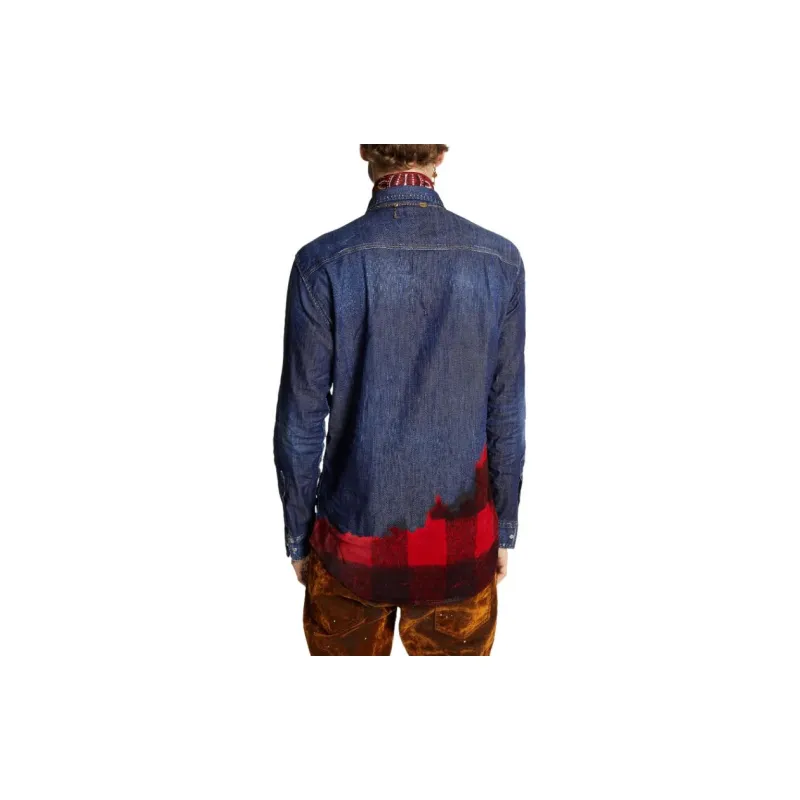 DSQUARED 2 Checked Long Sleeved Denim Shirt-3