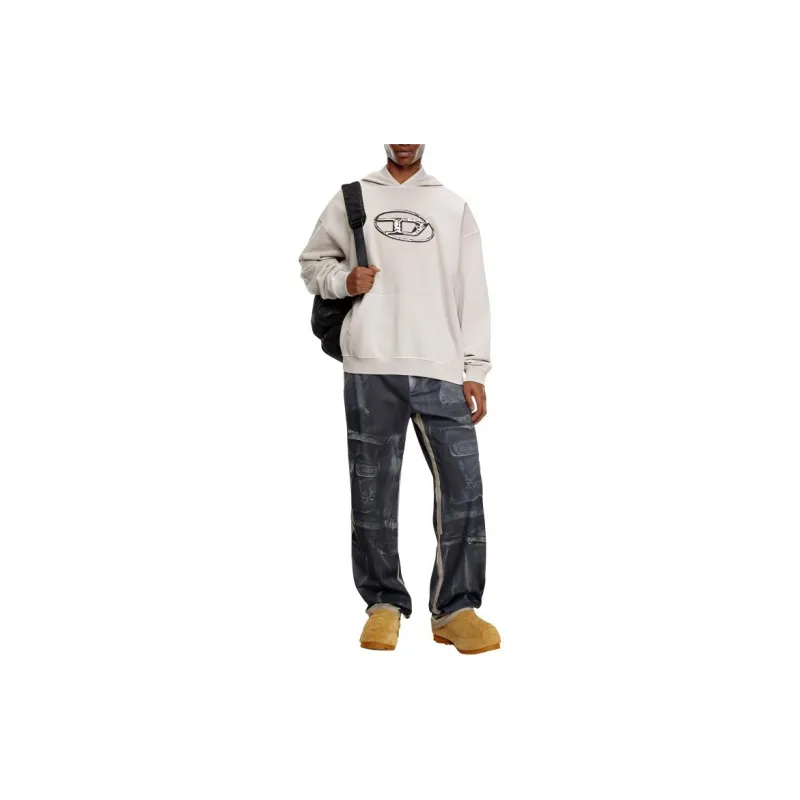 DIESEL S Boxt Hood Q7 Multi Layered Logo Printed Hoodie-2