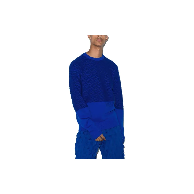 VERSACE Logo intarsia Crew Neck Jumper-1