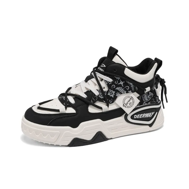 DEERWAY Height Increasing Slip Resistant Mid Top Casual Shoes Skateboard Shoes Men's-13