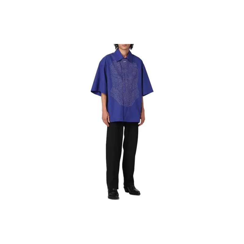 OFF WHITE Shirt Regular Men's Blue-4