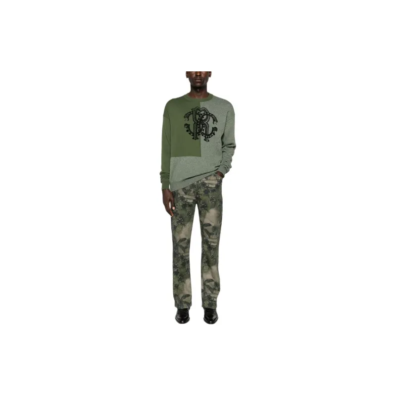 Roberto Cavalli RC-flocked Cotton-blend Jumper-1