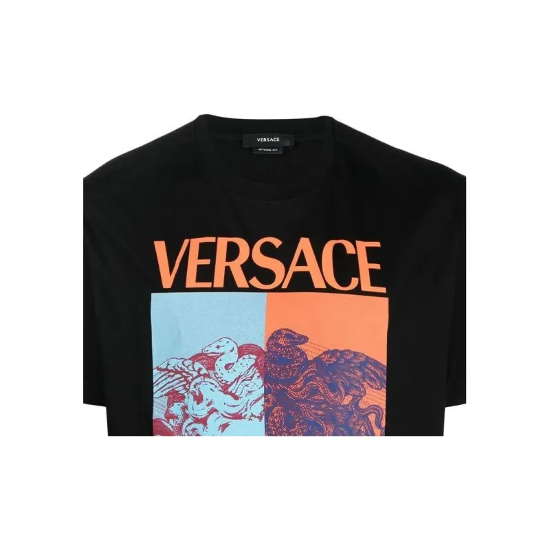 VERSACE Medusa Orchid T Shirt Men's Black-5