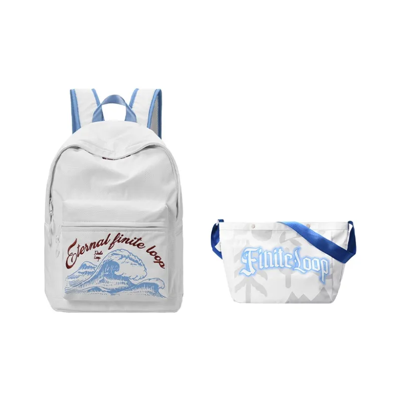 FINITE LOOP Recycled Material Backpack Large Capacity Backpack Regular Unisex White-0