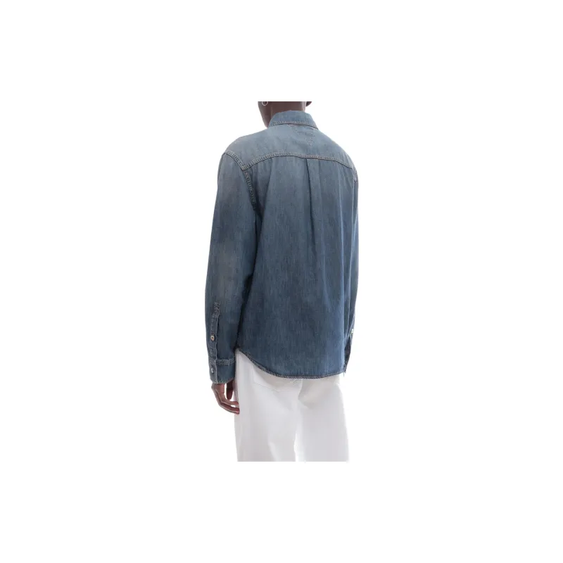 Bottega Veneta Light Washed Denim Relaxed Fit Shirt-3