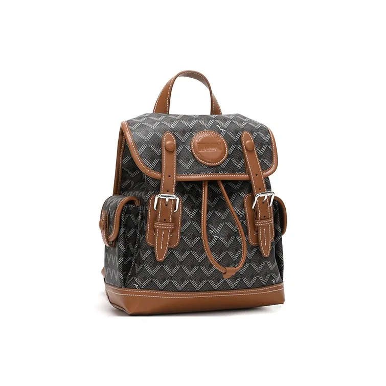 SEPTWOLVES PU Backpack Medium Size Women's Classic Brown-1