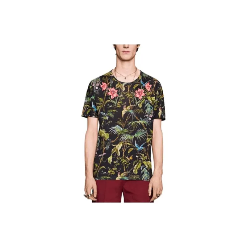 GUCCI Plant And Floral All Over Print Crew Neck Short-Sleeved T-Shirt Men's Multicolor-1
