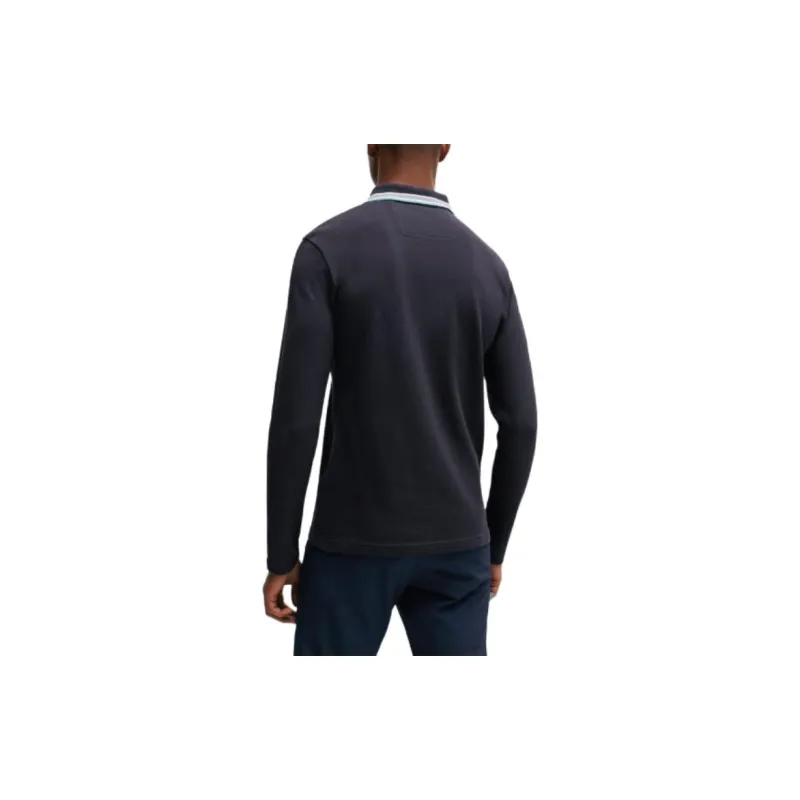 HUGO BOSS Cotton Piqué Polo Shirt With Contrast Logo Polo Shirt Men's Marine Blue-3