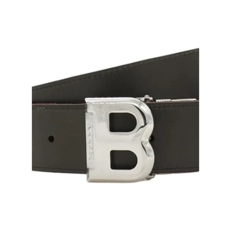BALLY Top Grain Cow Leather Belts Men's Red Width 3.5CM-2