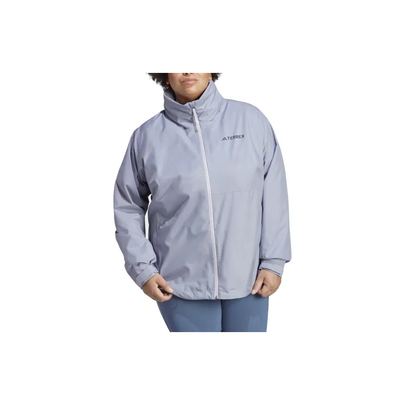 Adidas TERREX MULTI RAIN.RDY 2-LAYER RAIN JACKET PLUS SIZE Jackets Coats Women's Silver Purple-2
