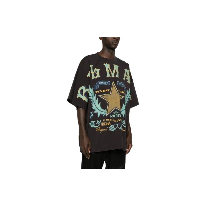 BALMAIN Western-style Print Cotton Tshirt-3