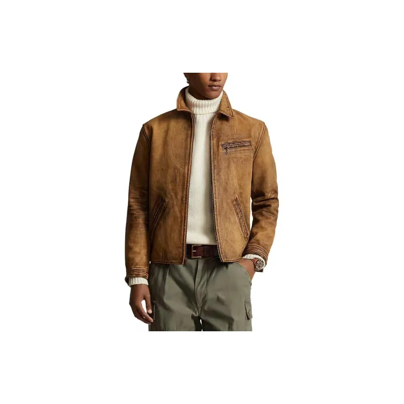Polo Ralph Lauren Leather Jacket Men's Caramel Umber-1