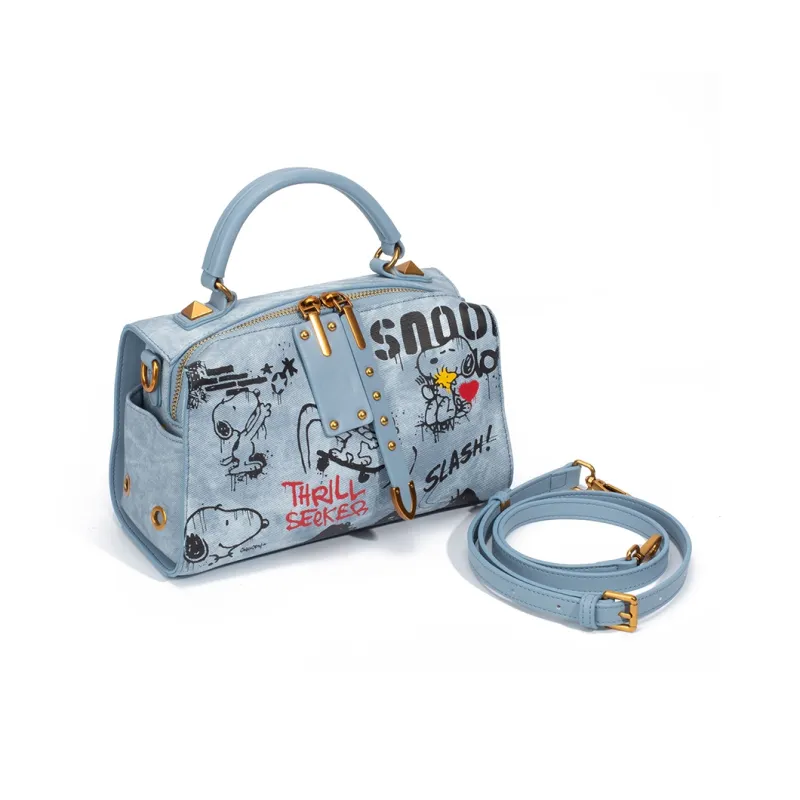 SNOOPY PU One Shoulder Handbags Women's Blue-1