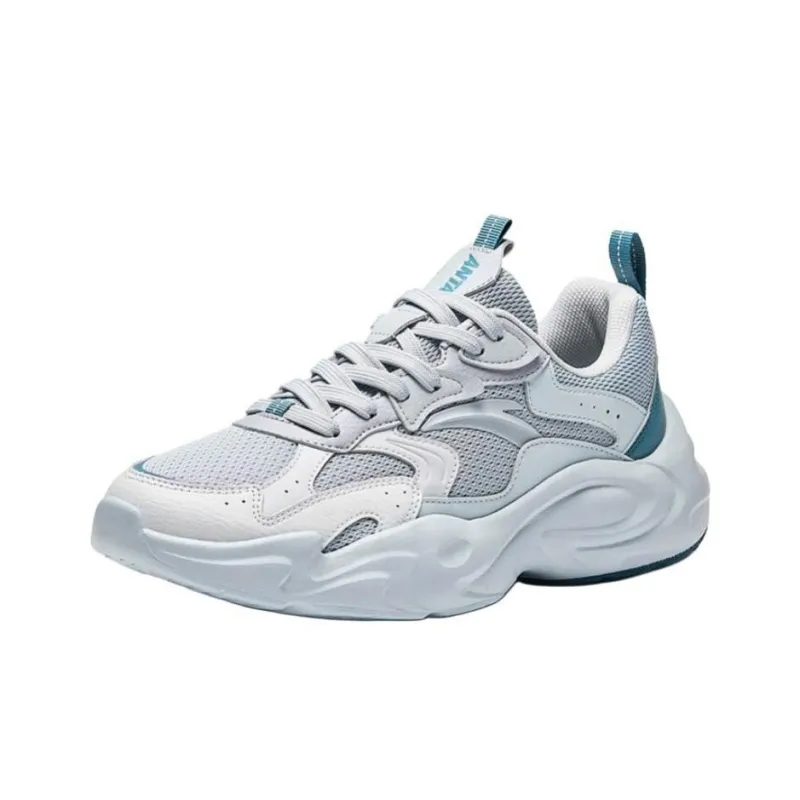 Anta Walker Shock Absorbers With Slip Resistant And Abrasion Resistant Properties Low Top Casual Shoes Men's Gray Blue-1