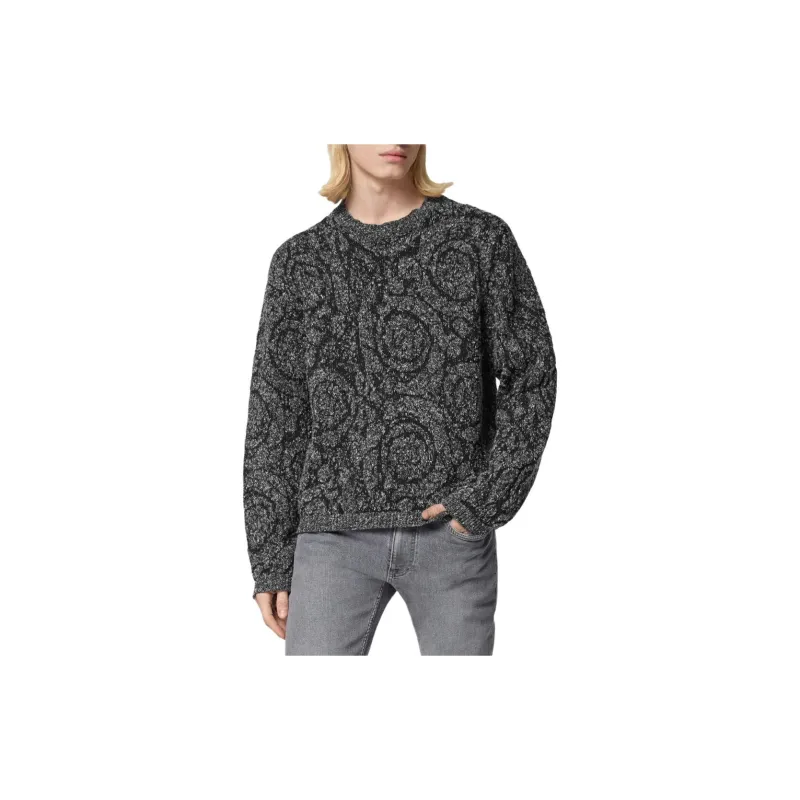 VERSACE Barocco Jacquard Crewneck Tweed Jumper-2