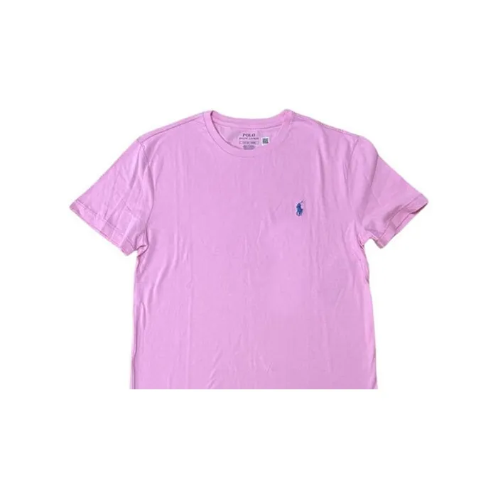 Polo Ralph Lauren Solid Color Small Horse Embroidered Crew Neck Casual Short Sleeved T Shirt Men's Pink-2