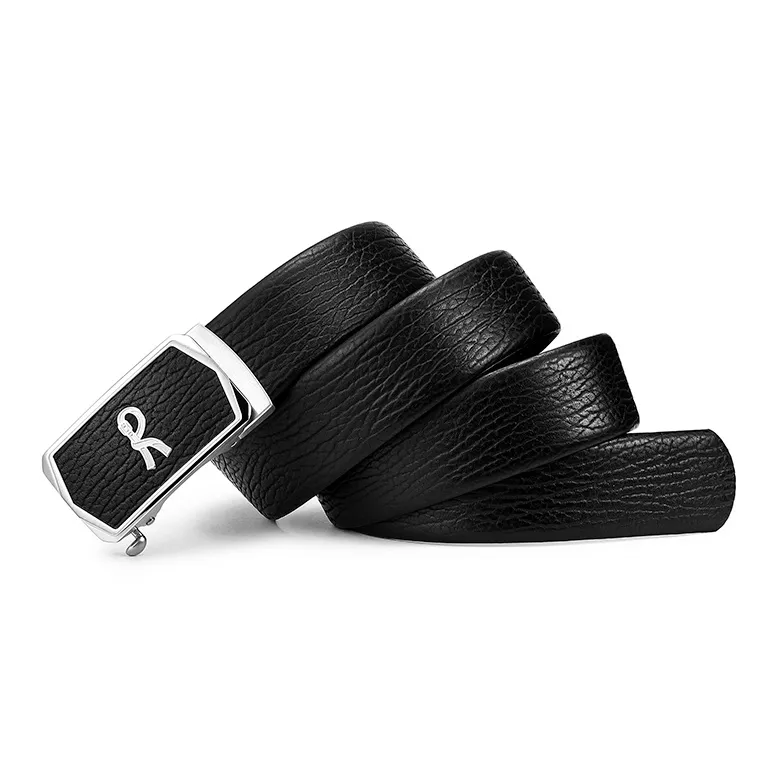ROBERTA DI CAMERINO Top Grain Cow Leather Belts Men's Black 3.45CM Writing A Greeting Card And Printing Photos-5