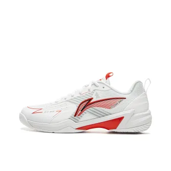 LiNing Anti Slip And Wear Resistant Breathable Low Top Badminton Shoes Unisex White Red