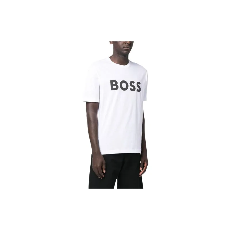 HUGO BOSS Logo print Crew neck T shirt-4