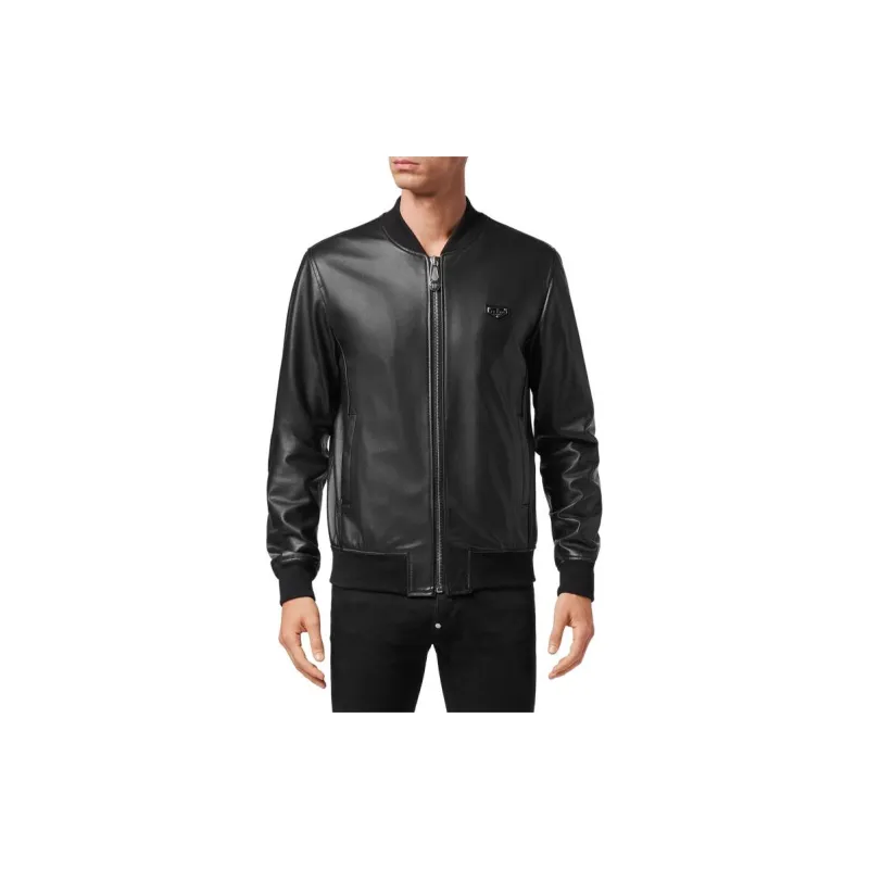 PHILIPP PLEIN Leather Bomber Jacket-2