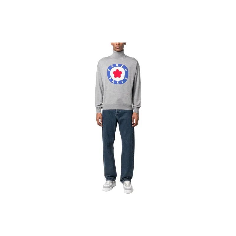 KENZO Roll Neck Logo Intarsia Knitted Jumper-1