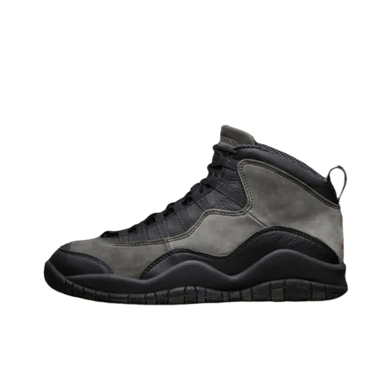 Jordan Air Jordan 10 Anti-Slip Wear-Resistant Mid-Top Vintage Basketball Shoes Unisex Gray-0