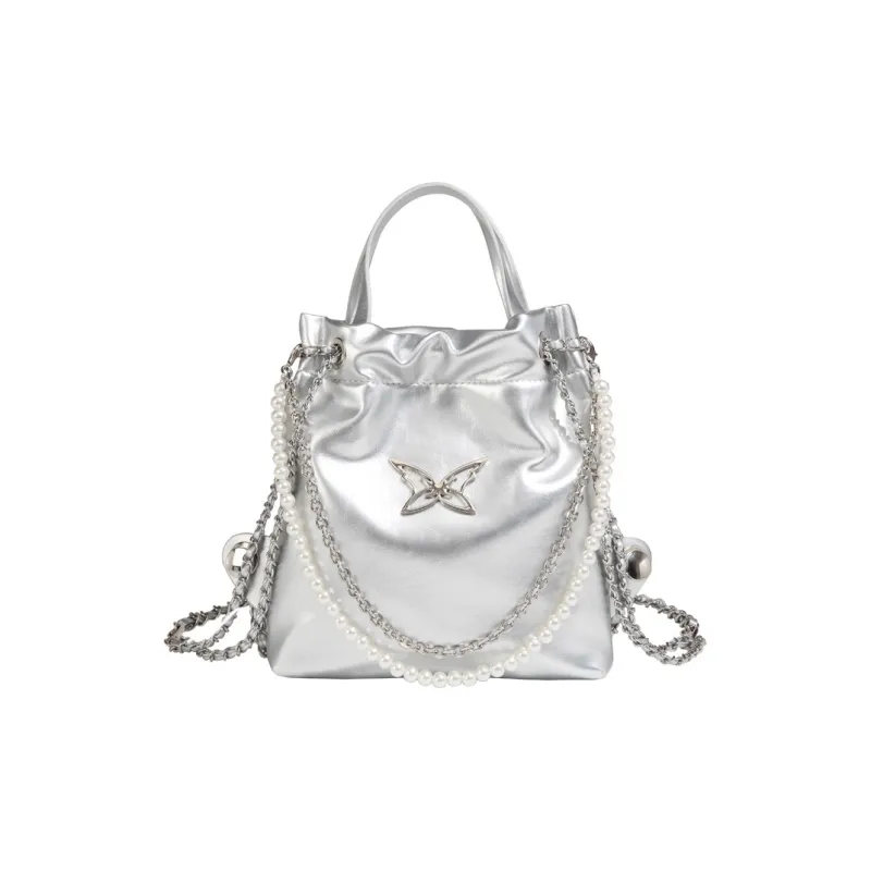 NATTY PU Backpack Small Size Women's Silver-16