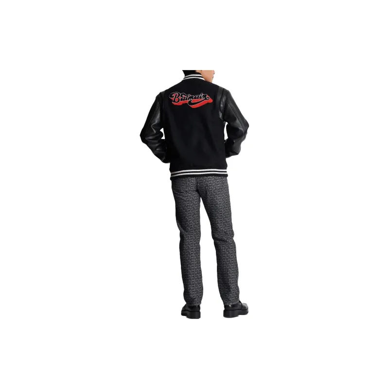 BALMAIN Logo Patch Panelled Bomber Jacket-3