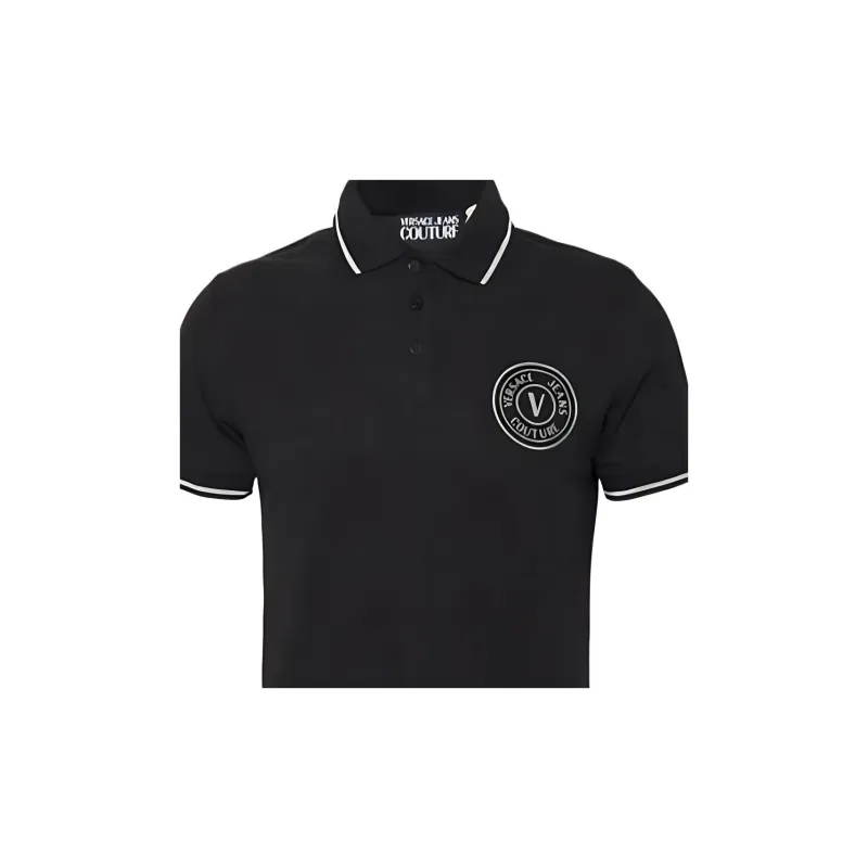 VERSACE JEANS COUTURE Men's Casual Slim Fit Polo Shirt Black-3