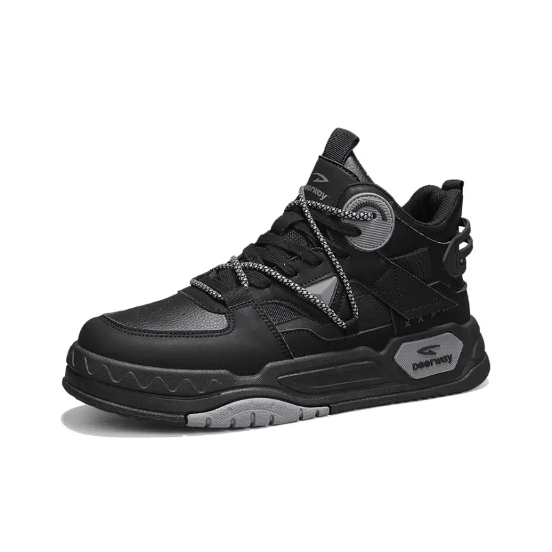 DEERWAY Wear-Resistant Height Increasing Mid-Top Skateboard Shoes Men's-5
