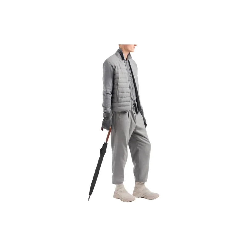 EMPORIO ARMANI Travel Essential Virgin wool Cardigan With Zip And Rib Effect-3