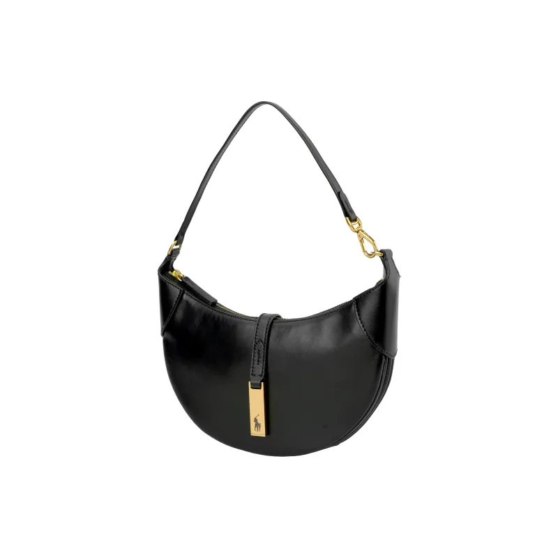 Polo Ralph Lauren Calfskin Handbag Shoulder Bag Women's Black-3