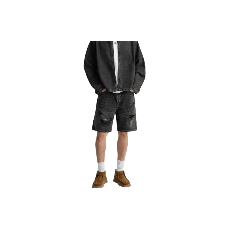 ZARA Denim Shorts Men Black-2