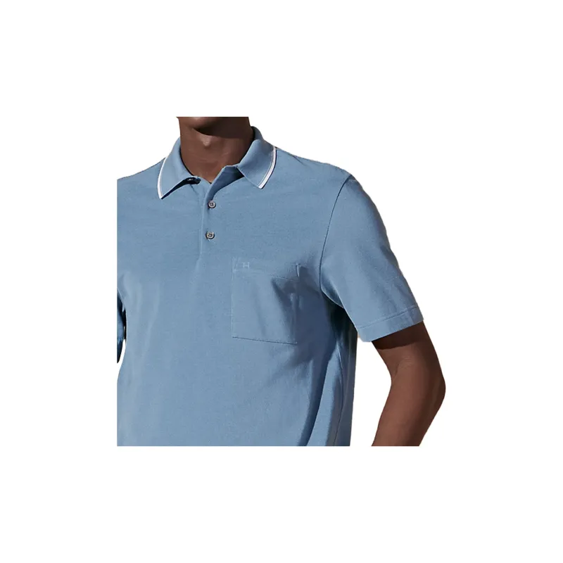 HERMES SS24 Polo Shirt Men's Light Gray Blue-7