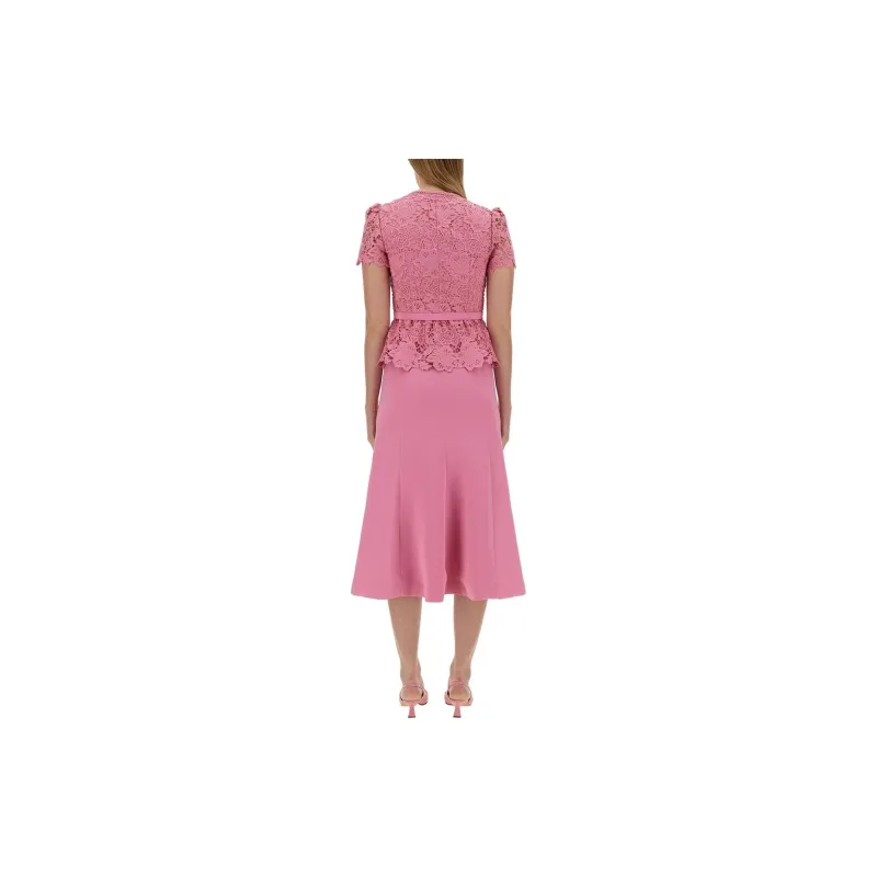 Self-portrait Floral-lace Belted Midi Dress-1
