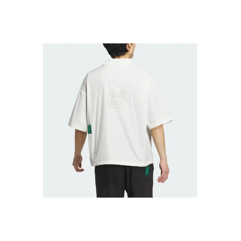 Adidas Short Sleeve Coach Jacket Jackets Coats Men's Jade White-3