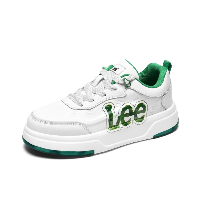 Lee Classic And Versatile White Sneakers, Trendy Fashion Low Top Height Increasing Skateboard Shoes Men's-7